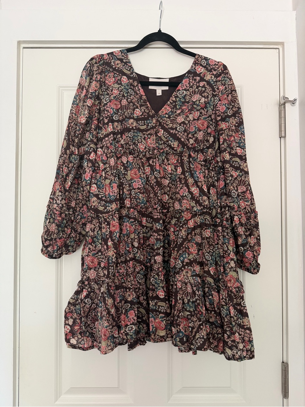 Cleobella Floral Tiered V-Neck Babydoll Dress - Size XSmall